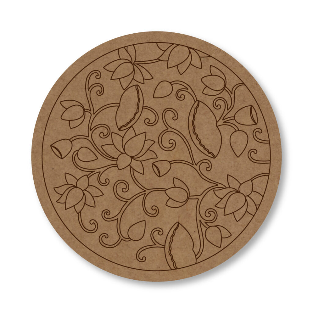 MDF Madhubani Premarked Round Design 2 - MDF Craft Supplies