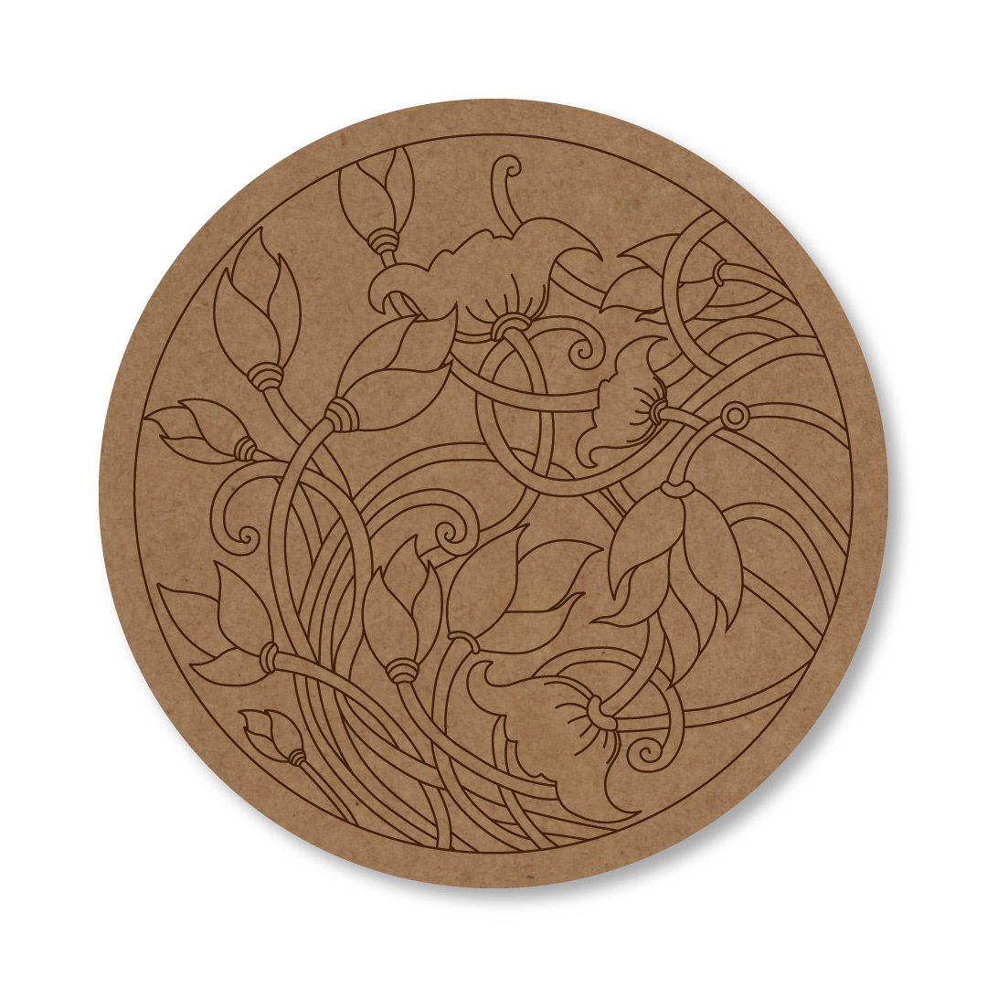 Mdf Madhubani Premarked Round Design 3 - Mdf Craft Supplies